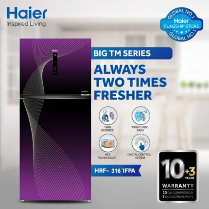 Haier HRF-316 IFGA/IFRA/IFPA Glass Door Digital Inverter 11 Cubic Feet Refrigerator With Official Warranty